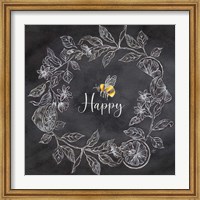 Framed Bee Sentiment Wreath Black I-Happy