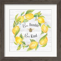 Framed 'Lemons & Bees Sentiment  woodgrain I' border=