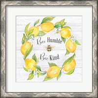 Framed 'Lemons & Bees Sentiment  woodgrain I' border=