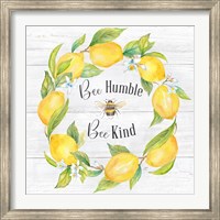 Framed Lemons & Bees Sentiment  woodgrain I