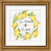 Framed Lemons & Bees Sentiment  woodgrain I