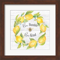 Framed 'Lemons & Bees Sentiment  woodgrain I' border=