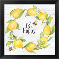 Framed 'Lemons & Bees Sentiment woodgrain II' border=