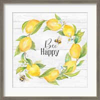 Framed 'Lemons & Bees Sentiment woodgrain II' border=
