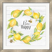 Framed Lemons & Bees Sentiment woodgrain II