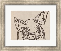 Framed Farm Sketch Pig