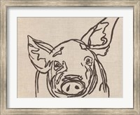 Framed Farm Sketch Pig