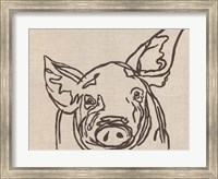 Framed Farm Sketch Pig