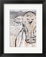 Framed Farm Sketch Cow