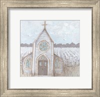 Framed Farm Sketch Church