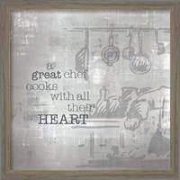 Framed 'Textured Sentiment Kitchen I' border=