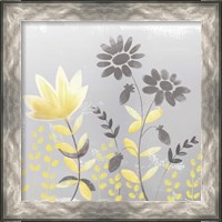 Framed 'Soft Nature Yellow & Grey I' border=