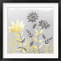 Framed 'Soft Nature Yellow & Grey I' border=