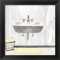 Framed 'Farmhouse Bath II Gray & Yellow-Sink' border=