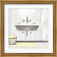 Framed Farmhouse Bath II Gray & Yellow-Sink