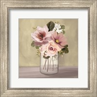 Framed Pink Mason Jar Floral