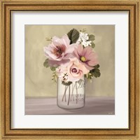 Framed Pink Mason Jar Floral