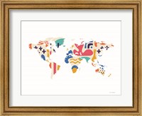 Framed Abstract Colorful World Map