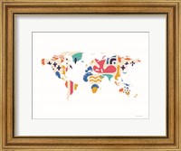 Framed Abstract Colorful World Map
