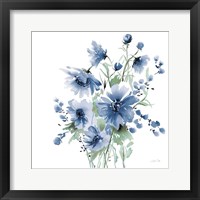 Framed 'Secret Garden Bouquet I Blue' border=