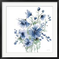 Framed Secret Garden Bouquet I Blue