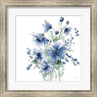 Framed 'Secret Garden Bouquet I Blue' border=