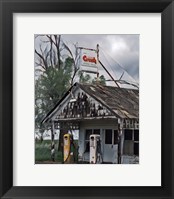 Framed Old Gas Station