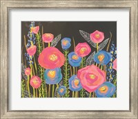 Framed Pink and Blue Flowers