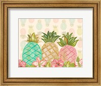 Framed Pineapple Trio with Flowers