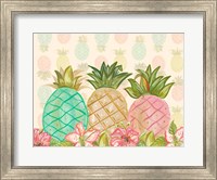 Framed Pineapple Trio with Flowers
