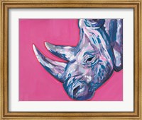 Framed Rhino On Vibrant Pink