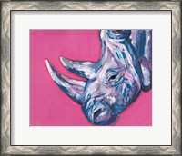 Framed Rhino On Vibrant Pink