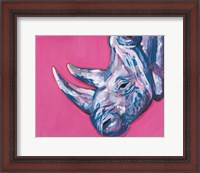 Framed Rhino On Vibrant Pink