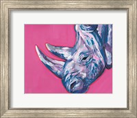 Framed Rhino On Vibrant Pink