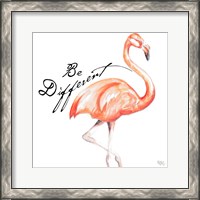 Framed 'Be Different Flamingo I' border=