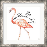 Framed 'Be Different Flamingo II' border=