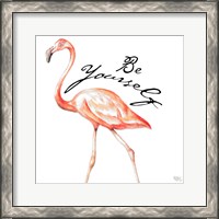Framed 'Be Different Flamingo II' border=