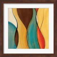 Framed 'Coalescence I (brown/yellow/teal)' border=