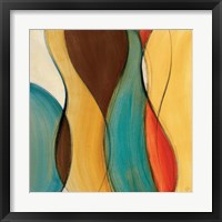 Framed 'Coalescence I (brown/yellow/teal)' border=