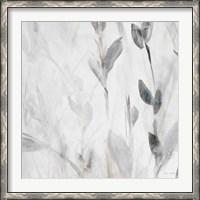 Framed Gray Misty Leaves Square II