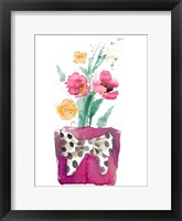 Framed Watercolor Poppies in Pot with Bow