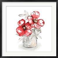 Framed Red Florals In Watering Can II