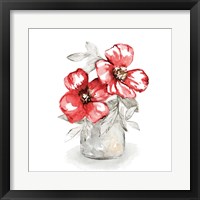 Framed 'Red Florals In Watering Can II' border=