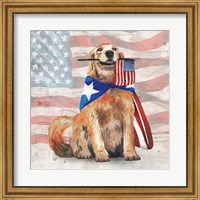 Framed Flag Waving Pup