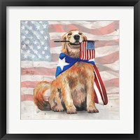 Framed Flag Waving Pup