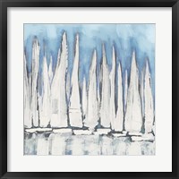White Sailboat Crowd I Framed Print