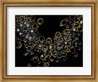 Framed Black and Gold Bubbles I