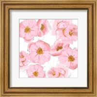Framed Pink And Gold Florals