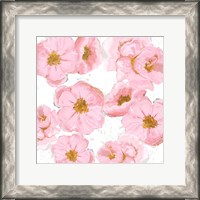 Framed Pink And Gold Florals