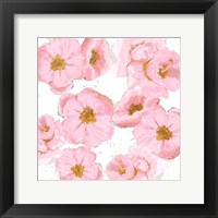 Framed Pink And Gold Florals